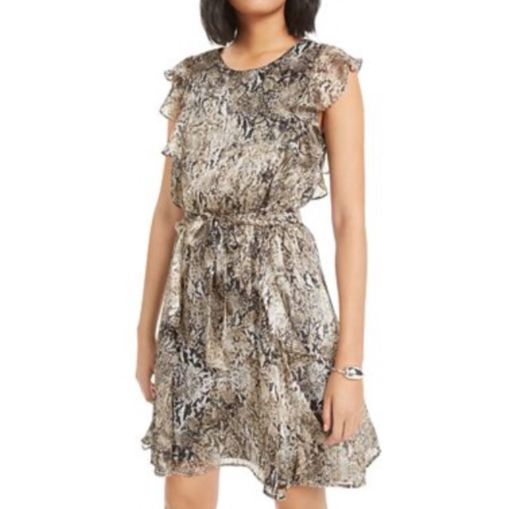 Bar III Ruffled Snake-Embossed Mini Dress Size XL
